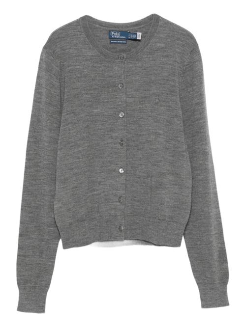 Cardigan da donna in misto lana, girocollo, colore grigio POLO RALPH LAUREN | 211977954003